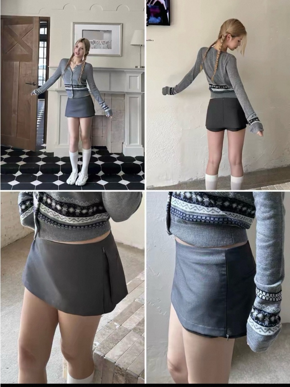 Low waisted gray Women's mini skorts